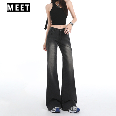 秋季小个子不贴腿微喇牛仔裤女