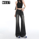 辣妹低腰显瘦宽松喇叭裤 小个子不贴腿微喇牛仔裤 美式 新款 子 女春季