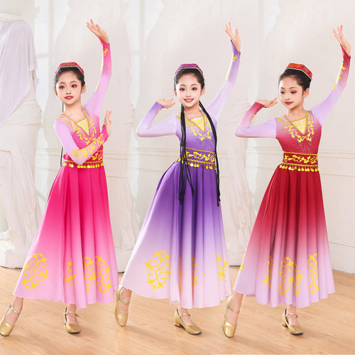 儿童维吾尔族表演服新疆演出服