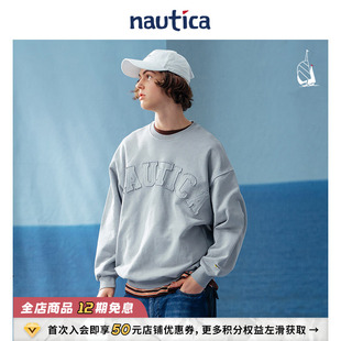 白帆 nautica 日系无性别logo廓形圆领卫衣KW3101 明星同款
