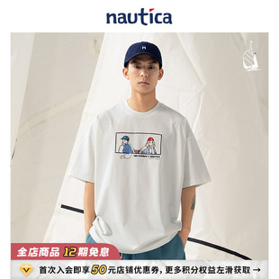 POPBOY日系中性插画短袖 nautica白帆 T恤PBTW4263 联名系列