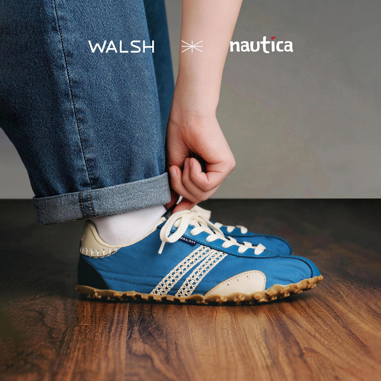 【联名系列】nautica whitesail x Walsh女鞋复古薄底跑鞋德训鞋