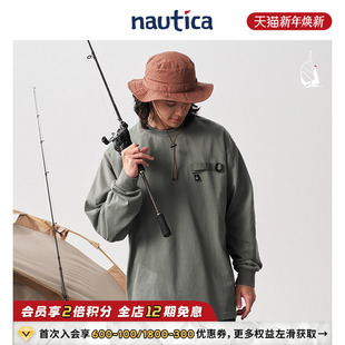 日系中性户外路亚长袖 nautica白帆 T恤TW4383 官方正品