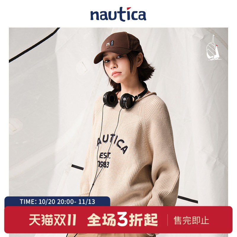 nauticawhitesail宽松圆领毛衣