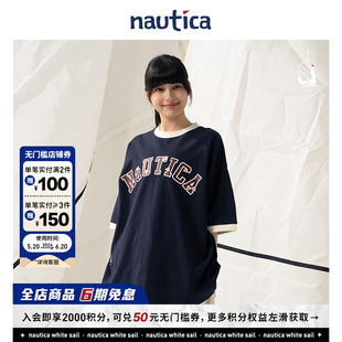 nautica白帆 T恤潮TW4250 日系中性潮流刺绣撞色短袖 明星同款