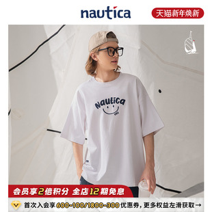 圆领T恤潮TW5101 nautica白帆 日系中性笑脸治愈短袖 官方正品