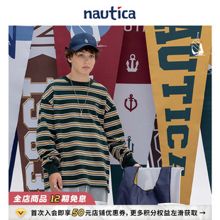白帆日系无性别cityboy条纹长袖 nautica T恤TW2369 官方正品