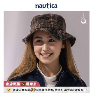 日系情侣款 白帆 nautica 格纹休闲遮阳渔夫帽HW2319 官方正品