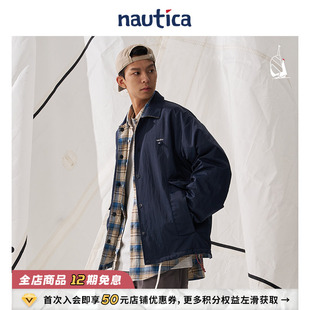 【官方正品】nautica白帆 日系中性双面穿教练夹克格纹外套JW4313