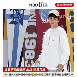 白帆日系无性别百搭舒适休闲长袖 nautica T恤TW2368 官方正品