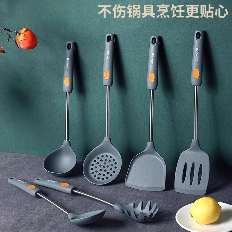 矽胶铲不沾锅专用锅铲家用耐高温厨房炒菜铲子汤勺厨具套组