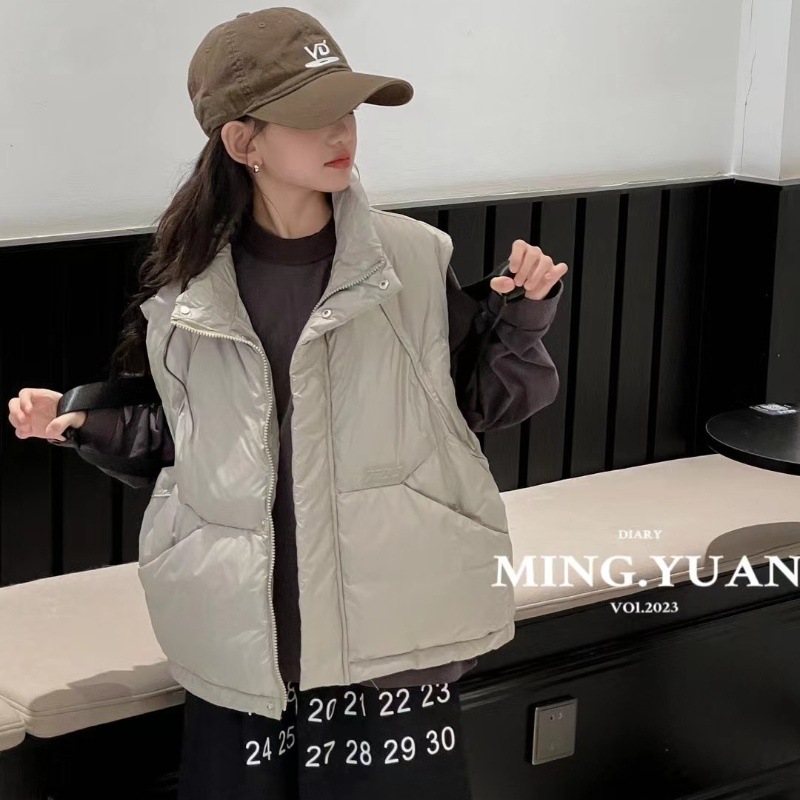 儿童羽绒服秋冬季男女宝宝中大童韩版休闲白鸭绒运动立领马甲2024