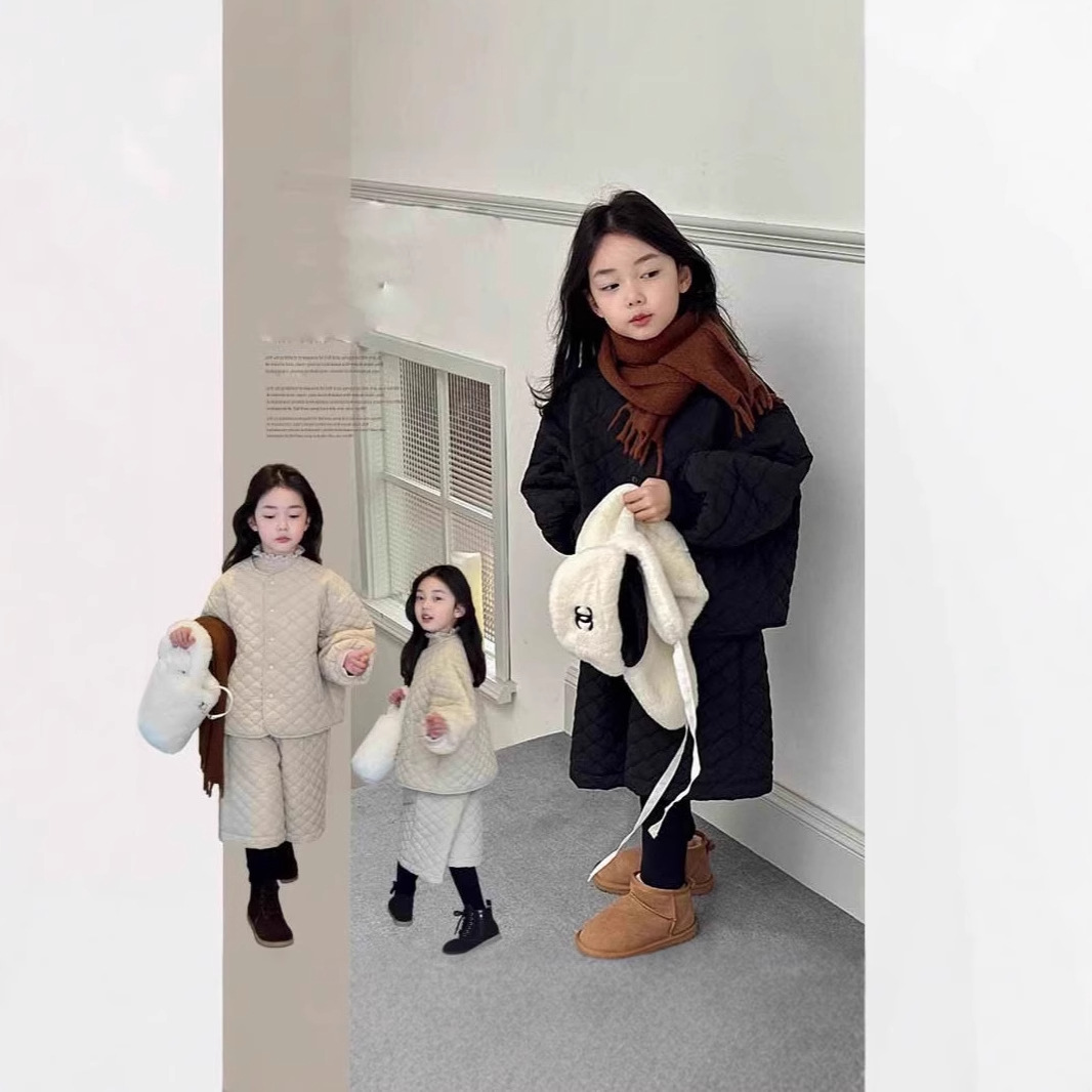 女童套装冬装新款韩版洋气棉衣+假两件长裤2件套潮中小童