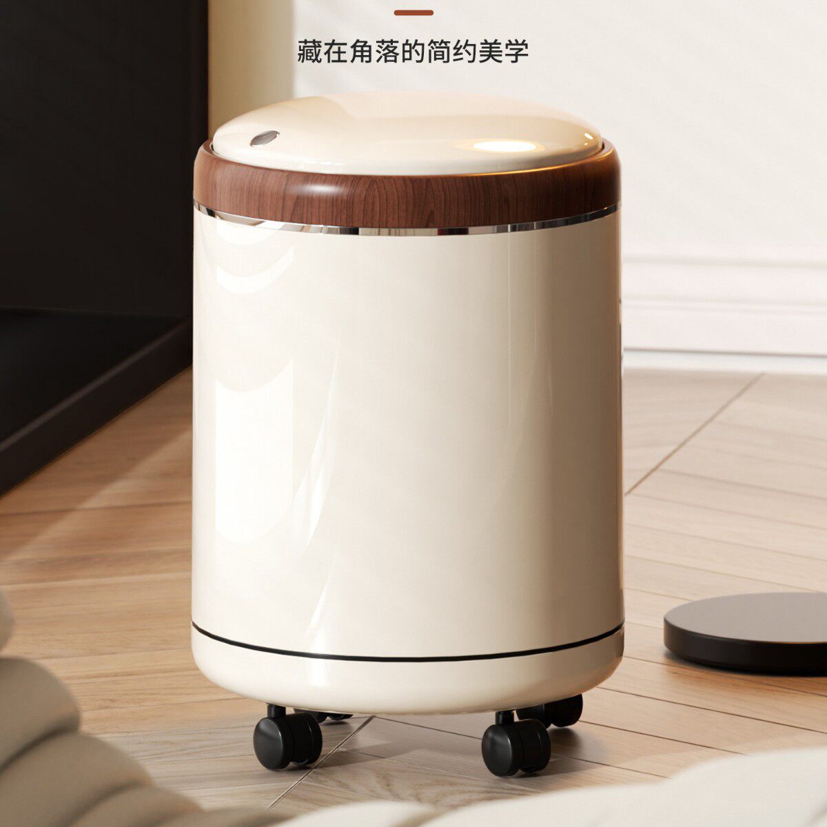 客厅垃圾桶高级感带盖大号大容量家用卫生间卧室厕所收纳桶带轮子
