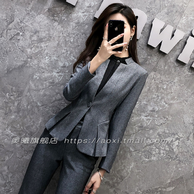 西装外套女秋冬女装前台接待职业套装气质职业正装工作服行政套装