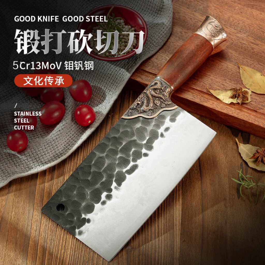 龙泉手工锻打菜刀家用斩切两用刀厨房斩骨刀厨师专用切肉切片刀具
