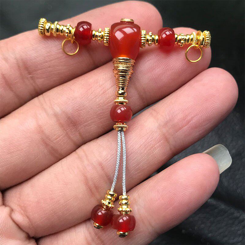 天然红玛瑙万能轴套装顶腰珠隔珠三通百搭套装星月菩提金刚108珠