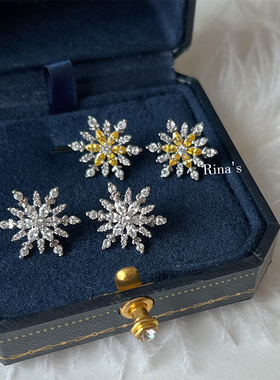 Rina's 长赢琼花气质风耳坠925纯银抗过敏耳钉纯银耳坠清冷系耳饰