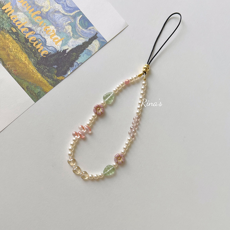 花叶散落夏季感手机链手机壳挂绳高级糖果色质感U盘挂饰防丢防摔