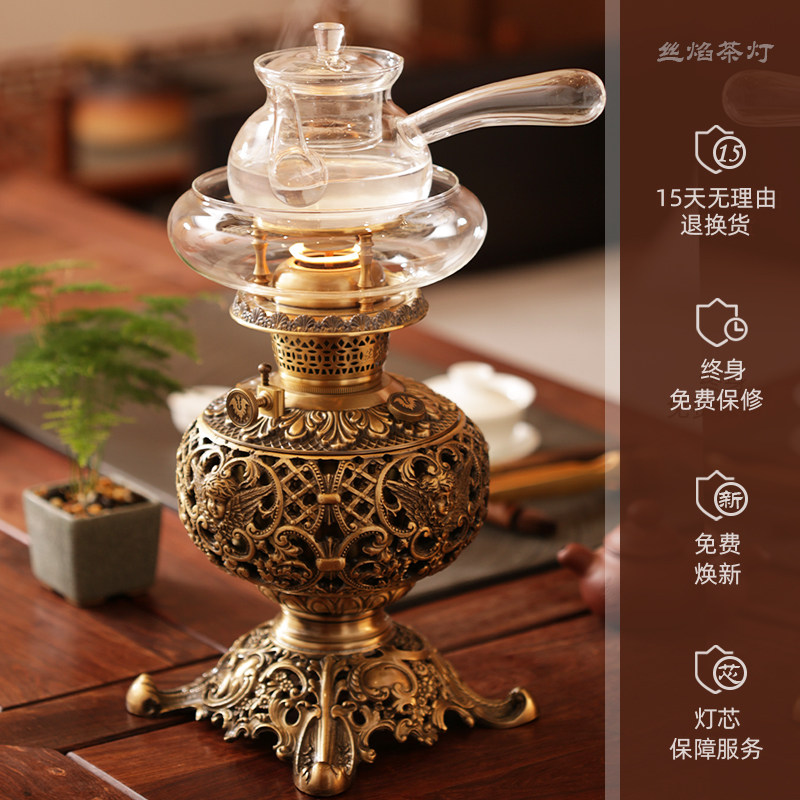 潮汕煮茶灯纯铜空气灯仿古煤油灯