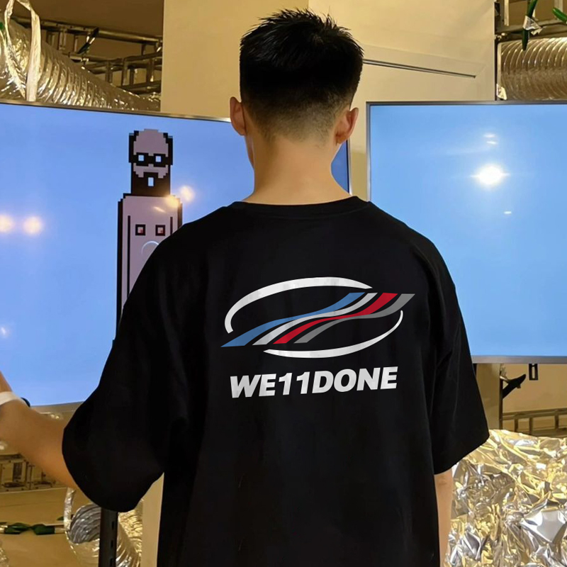 WE11DONE KONNE圆领T恤男上衣夏季韩版简约时尚百搭休闲宽松短袖
