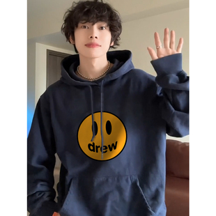 潮牌笑脸重磅宽松长袖 美式 情侣外套ins BEE连帽卫衣男春秋款 DREW