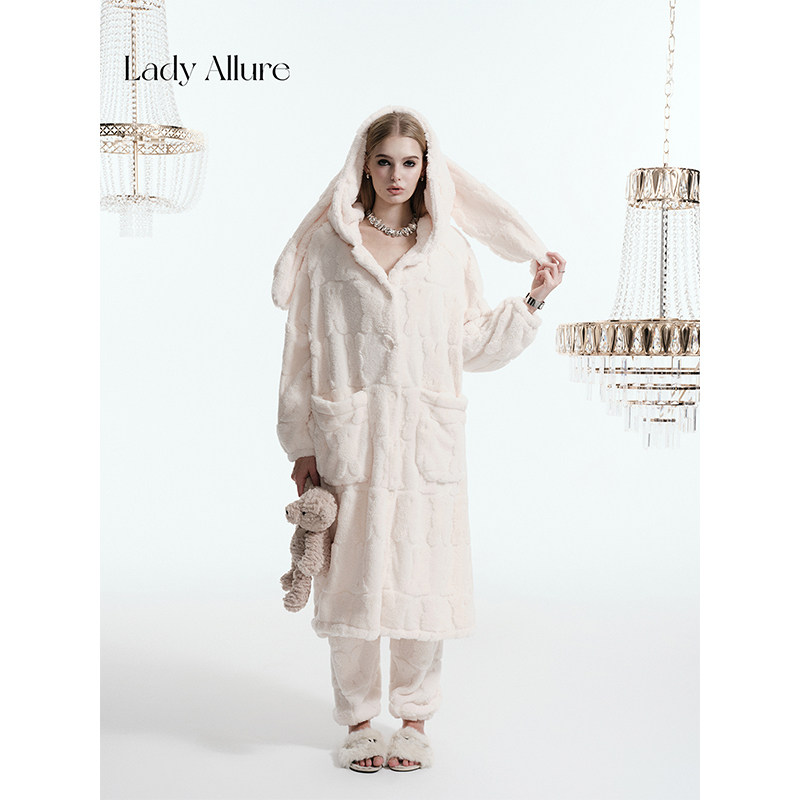 「LA」Bonie邦尼热线*少女纯欲可爱兔耳朵珊瑚绒保暖睡衣套装女冬,女士内衣/男士内衣/家居服,睡衣/家居服套装,淘宝优惠券,粉丝福利购,淘宝优惠卷