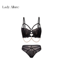 「LA」俘获心跳 性感绑带交叉美胸内衣女聚拢显胸大蕾丝文胸套装