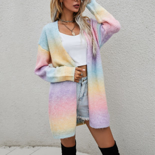 large 女 color 开衫 Contrast 撞色宽松大码 size loose cardigan
