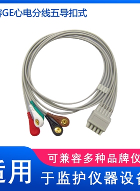兼容GE dash 3000.4000监护仪五导扣式心电导联线分体导联线