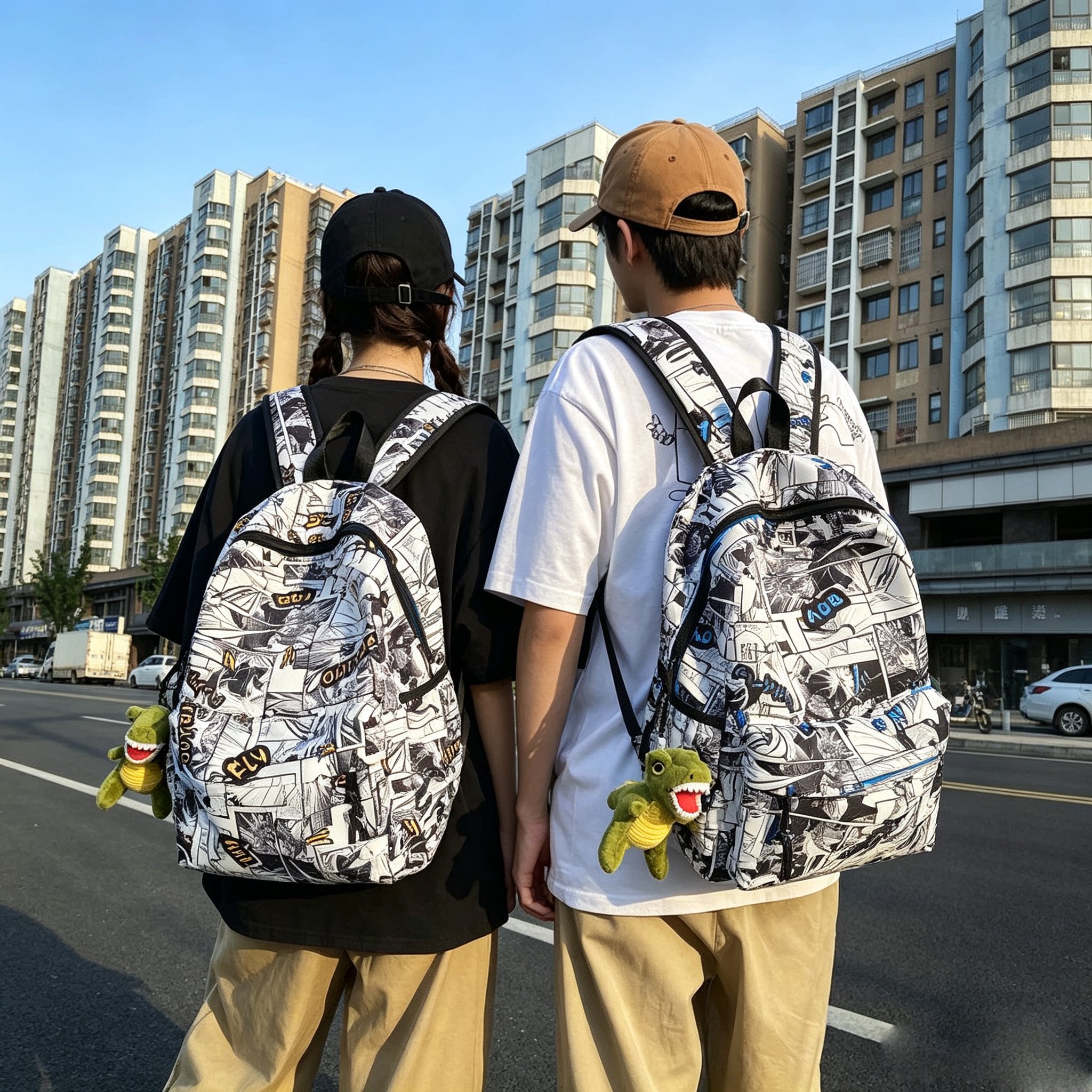 书包美式高街潮流双肩包帅气