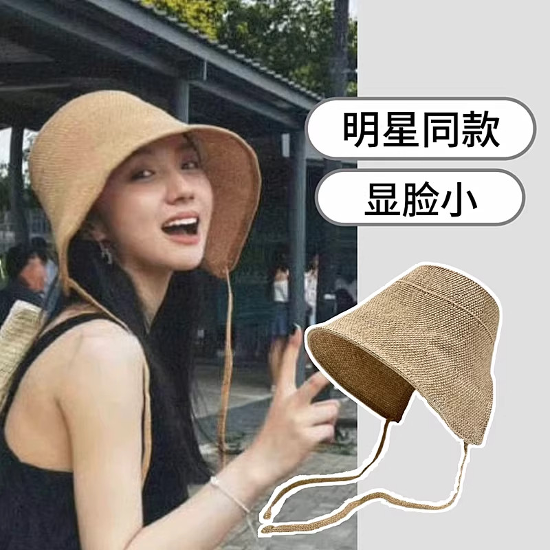 日系大头围棉麻草帽女款2026新款夏季帽子大帽檐遮阳防晒帽遮阳帽