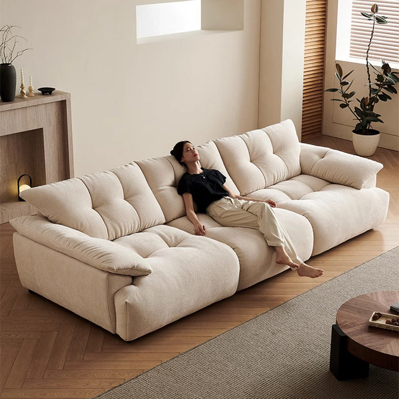 花苞沙发意式极简新款现代简约客厅直排可调节靠背雪尼尔布艺沙发