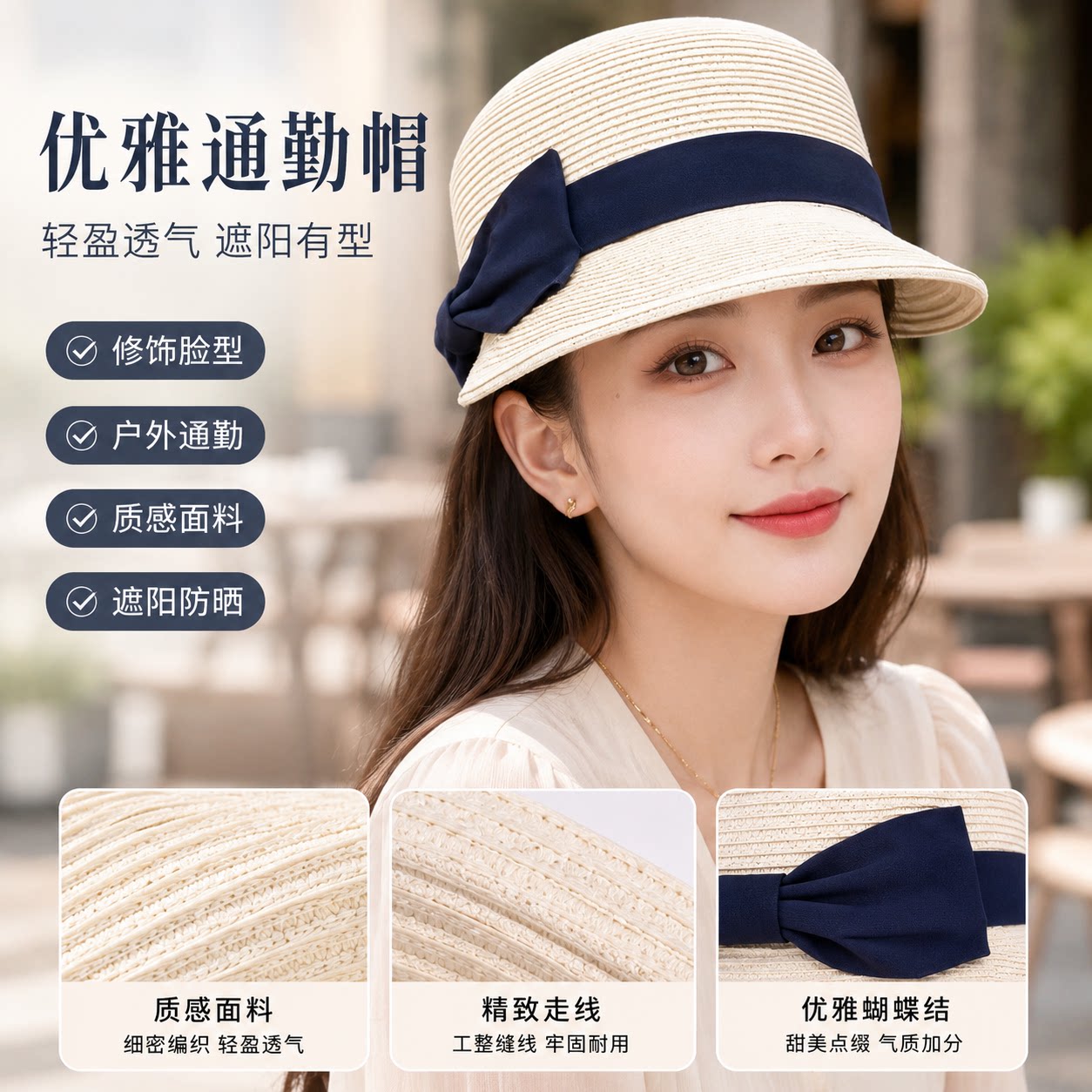 2026新款洋气好看的夏天帽子女百搭夏防晒马术帽子渔夫帽出游帽子