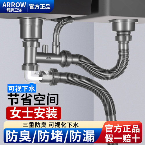 ARROW箭牌防臭厨房下水器全套