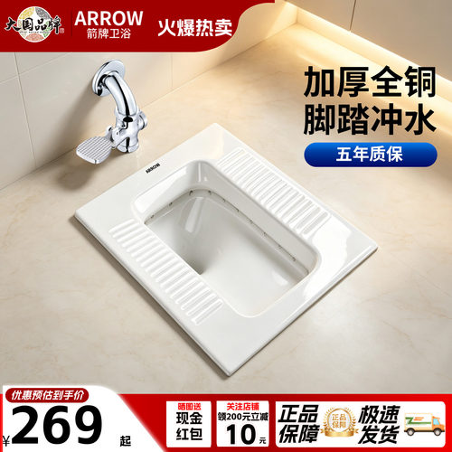 箭牌全铜脚踏阀蹲便器