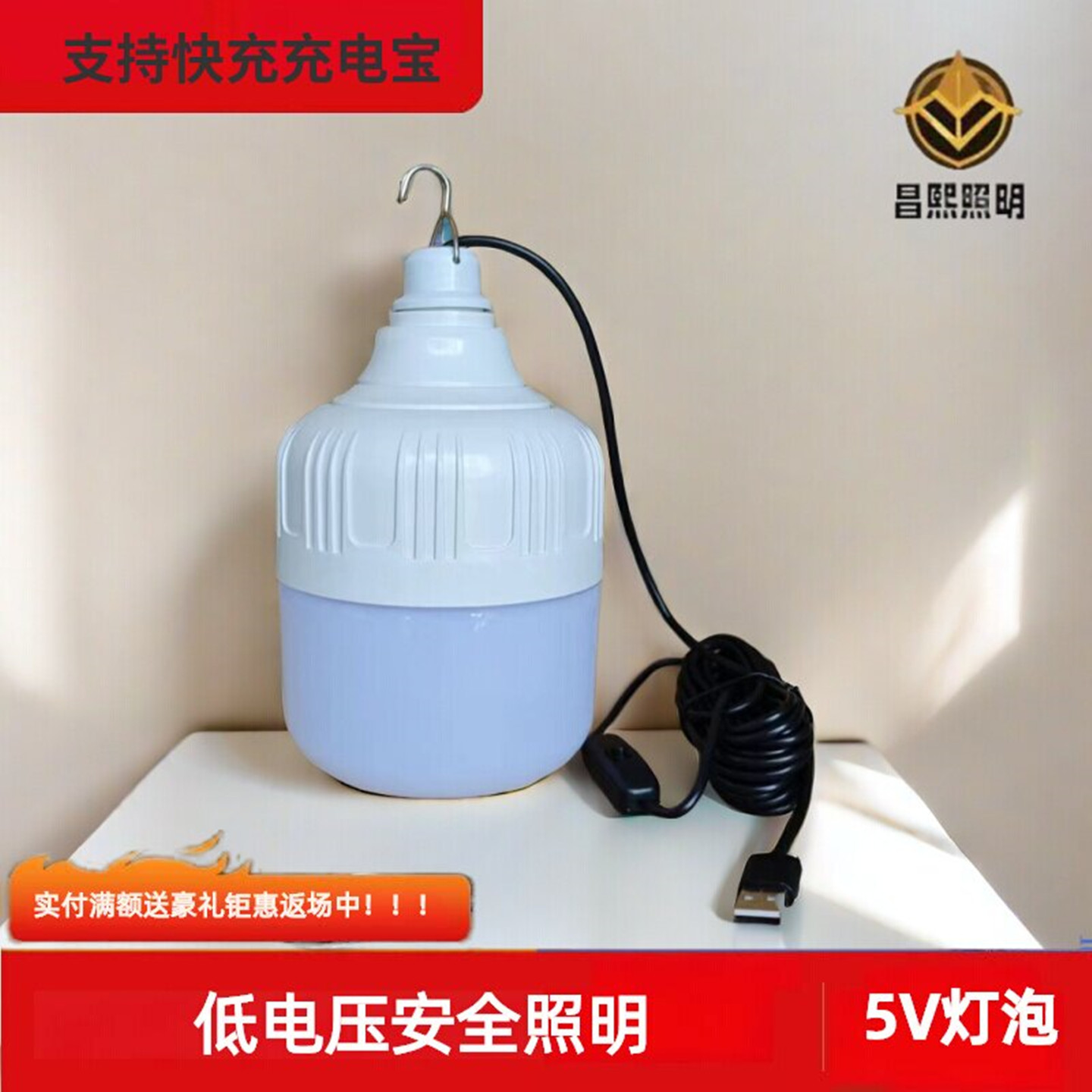 USBled应急灯泡摆地摊户外照明图片