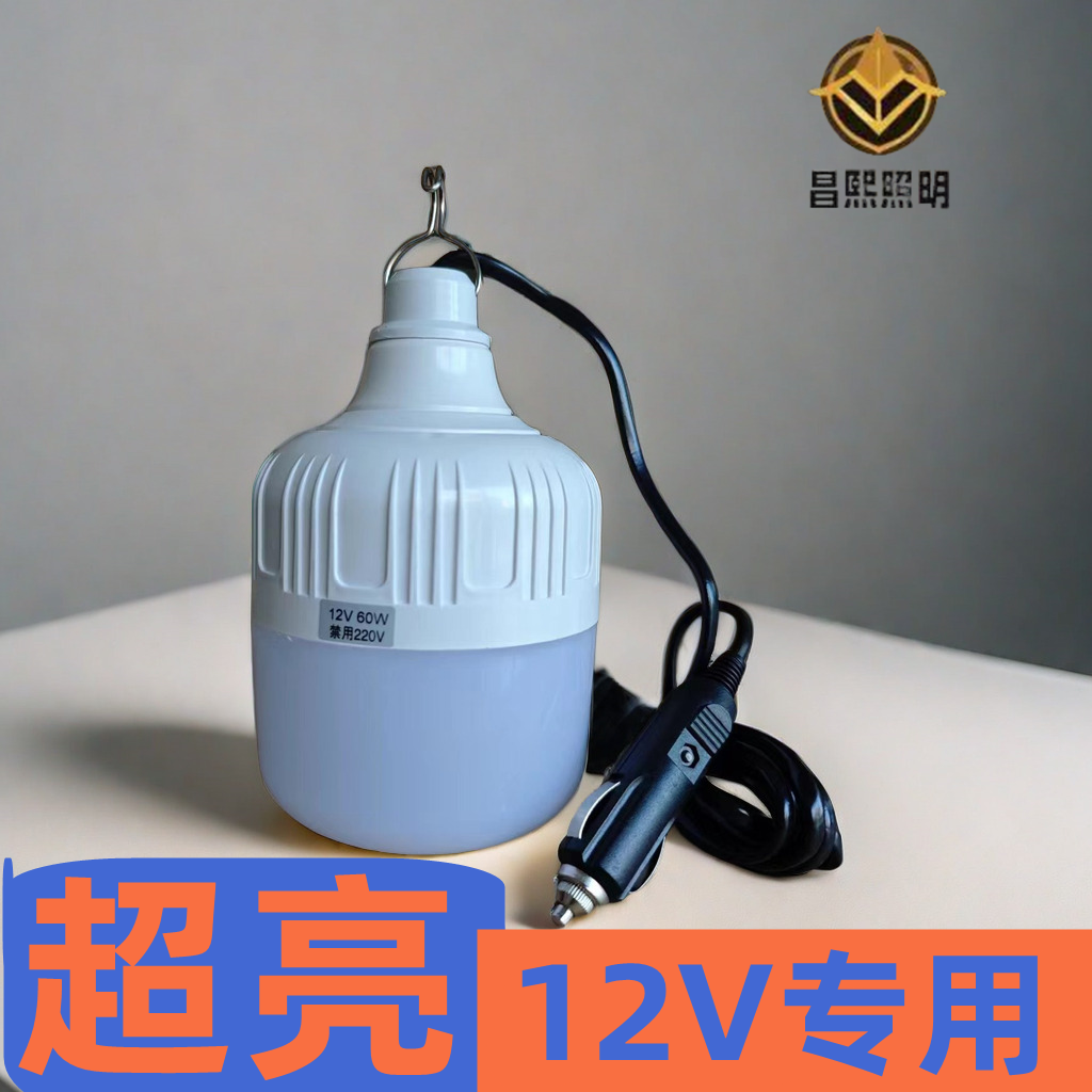12V24V点烟器插头车载照明灯LED灯泡汽车室照明夜市摆摊灯管带线