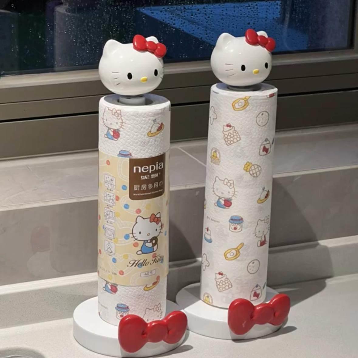 可爱创意hellokitty高级厨房纸巾架卡通免打孔家用卷纸收纳置物架