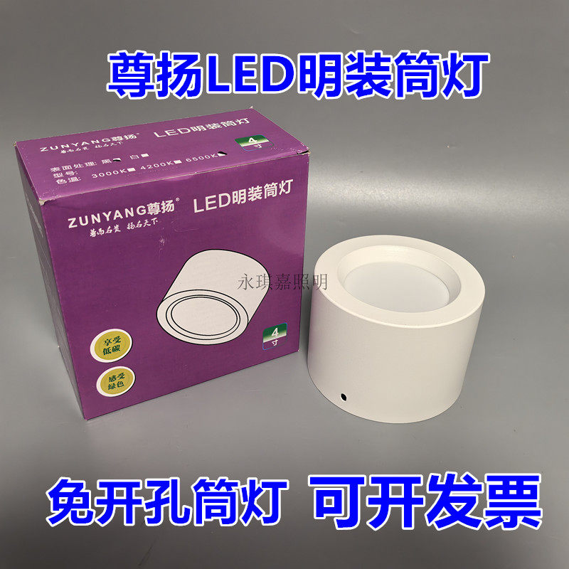 尊扬免开孔店铺明装筒灯