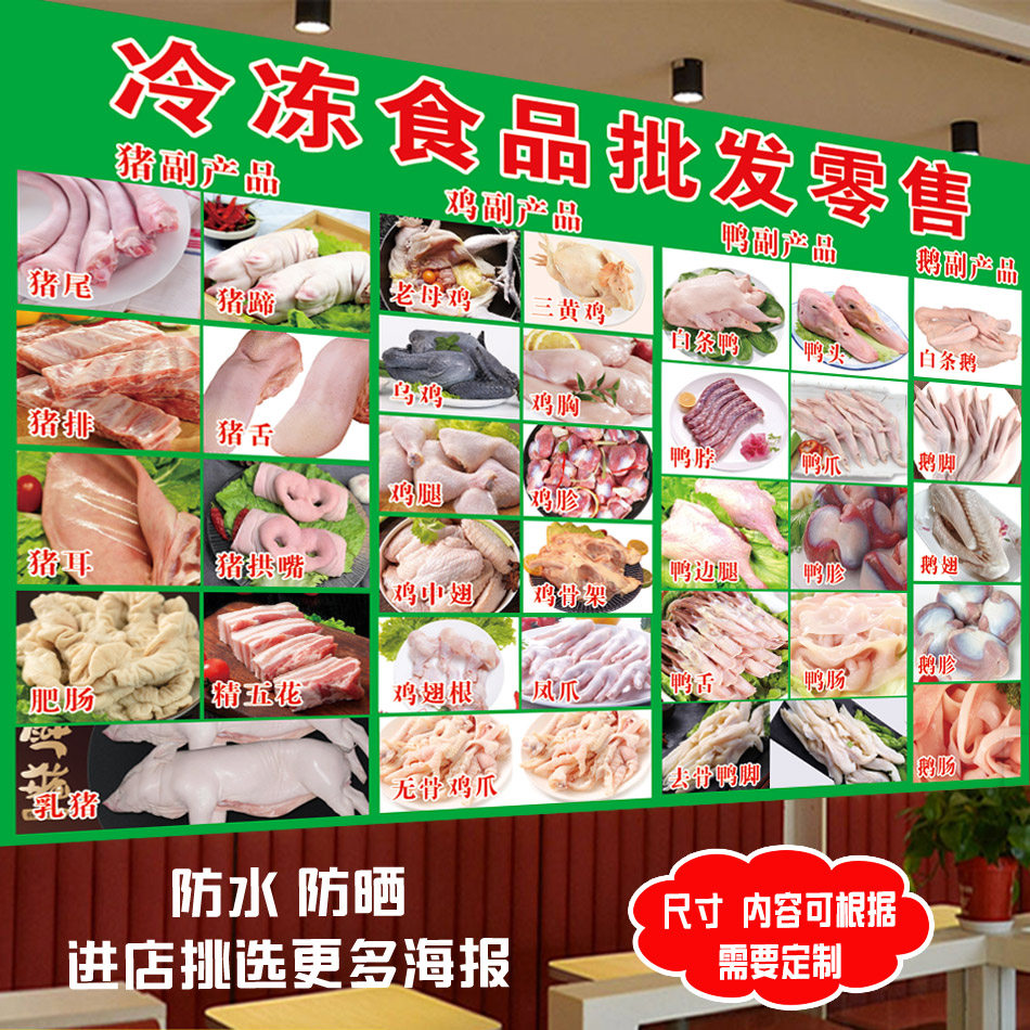 猪鸡鸭鹅分割冷冻副产品海报广告设计贴纸墙面装饰贴画灯箱kt板图