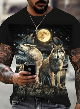 Wolf King 3DPrinted Crew Neck Short Sleeve狼王3D打印圆领短袖