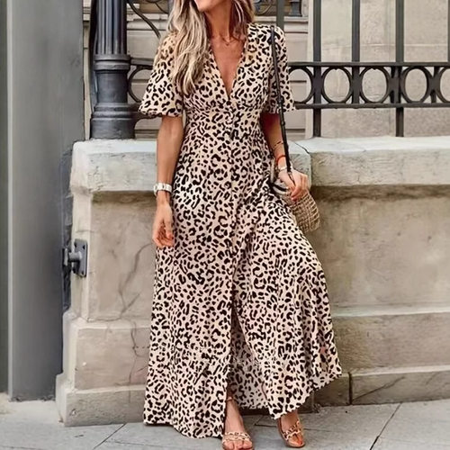 V-neck waist cinching sexy dress  女士V领短袖收腰性感连衣裙