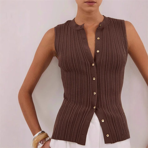 无袖单排扣女士上衣 Sleeveless single breasted women's top