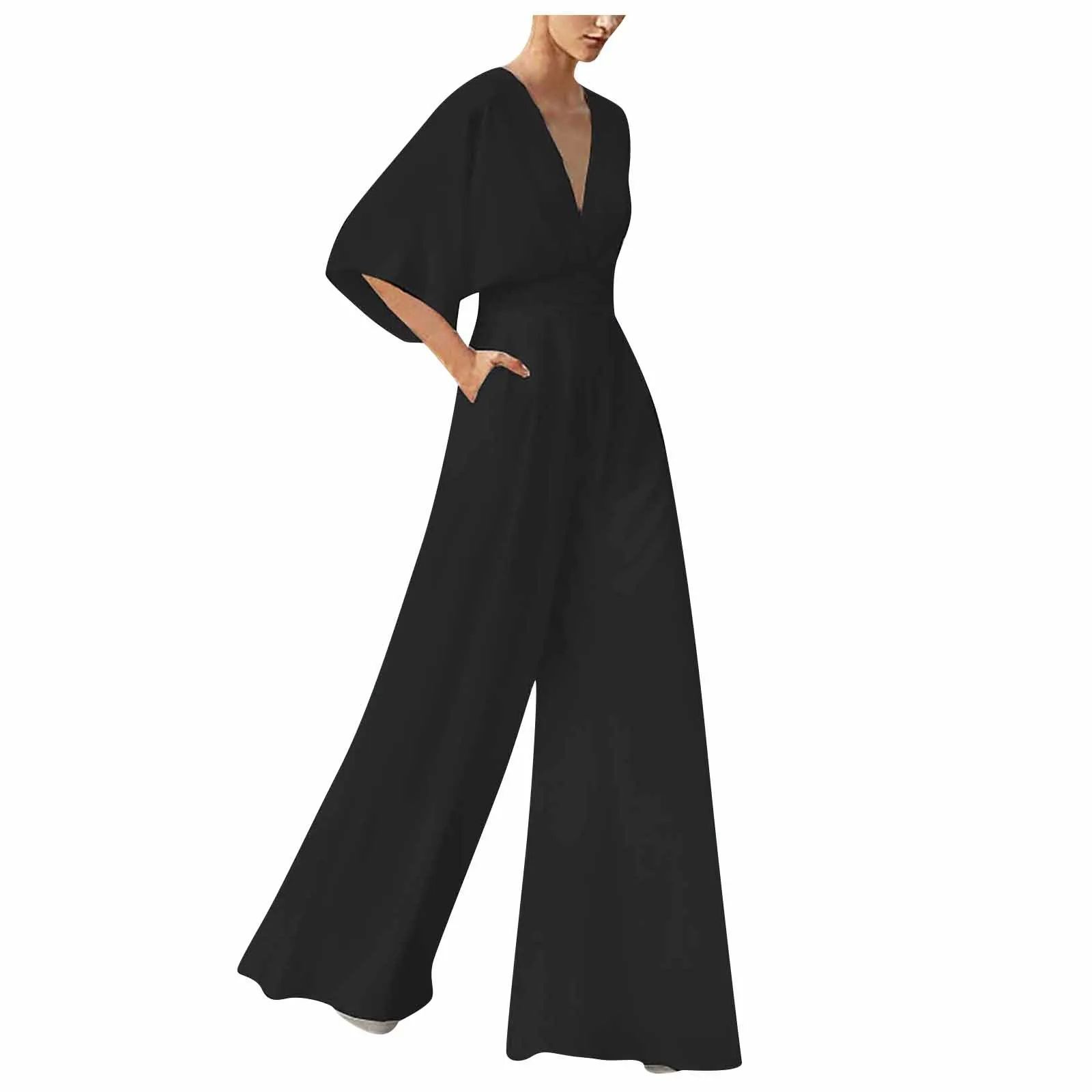 Casual loose pocket wide leg jumpsuit休闲宽松口袋阔腿连体衣