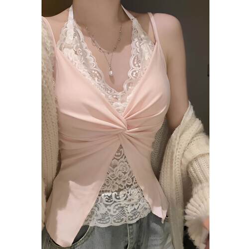 V领挂脖女士吊带上衣V-neck hanging neck women's camisole top