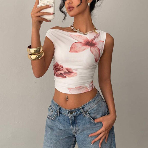 无袖露肩修身上衣女Sleeveless off shoulder slimfittopforwomen