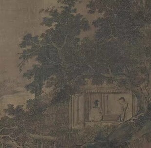 南宋 李唐 秋堂客话图高清电子图片装饰喷绘临摹素材