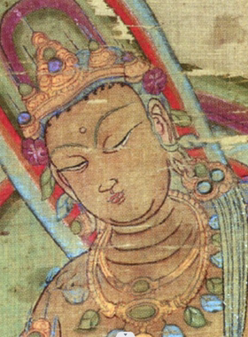 莫高窟文殊菩萨骑狮敦煌壁画佛像高清电子图片装饰喷绘