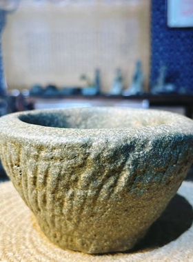 仿古石臼中国风中式水培水仙盆碗莲睡莲铜钱草花盆造景仿老式手工